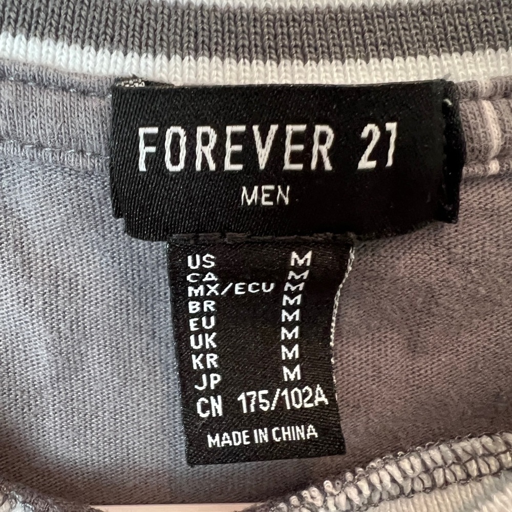 Forever 21 men’s short sleeve gray with white stripe medium shirt - Picture 8 of 11